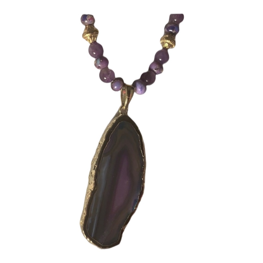 Beautiful Imperial jasper, Amethyst Natural Stone.  Handcrafted Necklace Set